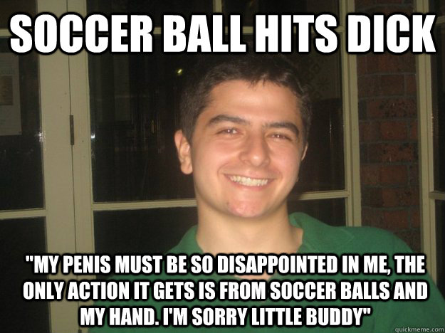 soccer ball hits dick 