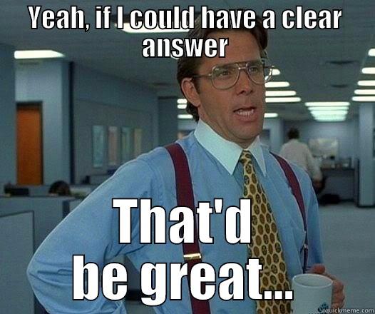 YEAH, IF I COULD HAVE A CLEAR ANSWER THAT'D BE GREAT... Office Space Lumbergh