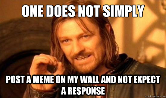 One does not simply post a meme on my wall and not expect a response  Boromir