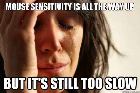 mouse sensitivity is all the way up but it's still too slow  First World Problems
