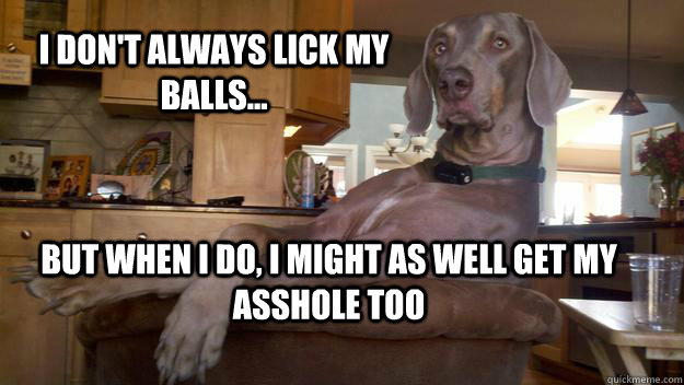 I don't always lick my balls... but when i do, I might as well get my asshole too  