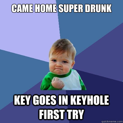 came home super drunk key goes in keyhole first try  Success Kid