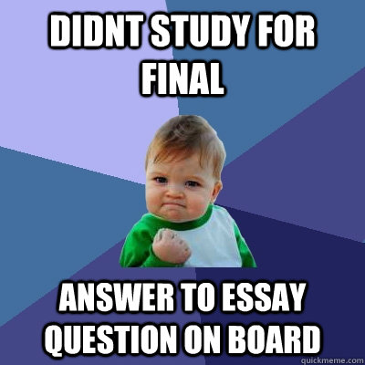 didnt study for final answer to essay question on board  Success Kid