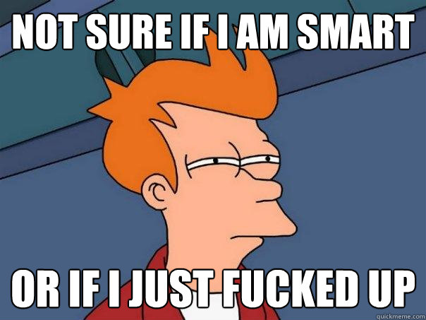 Not sure if I am smart Or if I just fucked up - Not sure if I am smart Or if I just fucked up  Futurama Fry