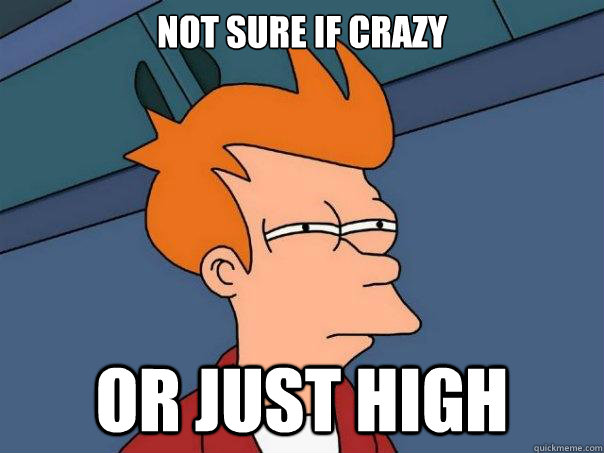 Not sure if crazy or just high - Not sure if crazy or just high  Futurama Fry