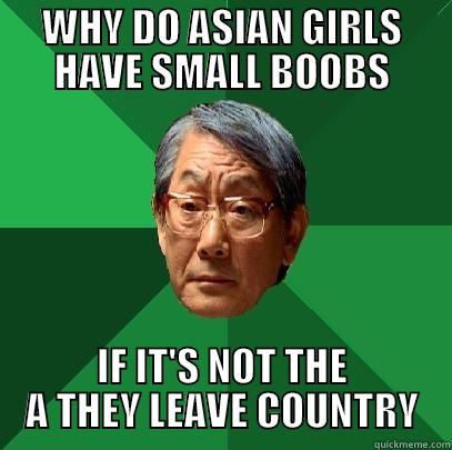 Why do Asian girls have small boobs?  If it's not the A they leave country. - WHY DO ASIAN GIRLS HAVE SMALL BOOBS IF IT'S NOT THE A THEY LEAVE COUNTRY High Expectations Asian Father