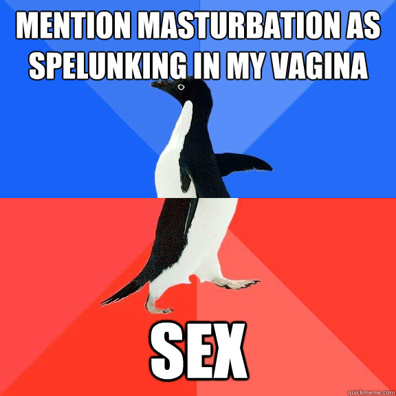 Mention masturbation as spelunking in my vagina Sex  Socially Awkward Awesome Penguin