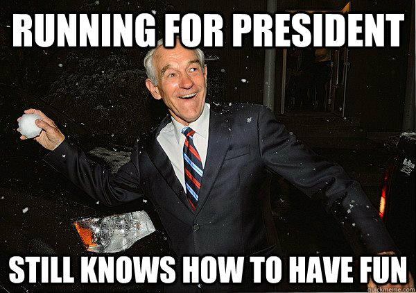 Running for president still knows how to have fun - Running for president still knows how to have fun  Ron Paul Snowball Fight