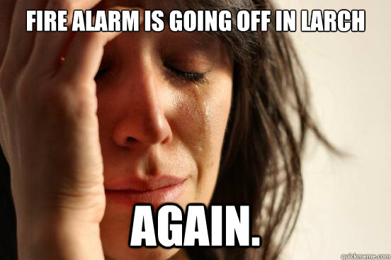Fire alarm is going off in larch Again.  First World Problems