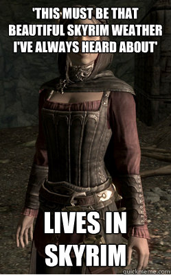 'this must be that beautiful skyrim weather I've always heard about' lives in skyrim  Serana