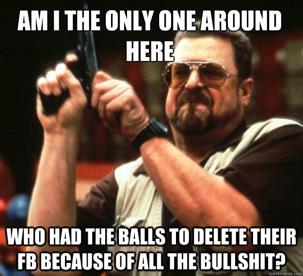Am I the only one around here who had the balls to delete their FB because of all the bullshit?  Walter