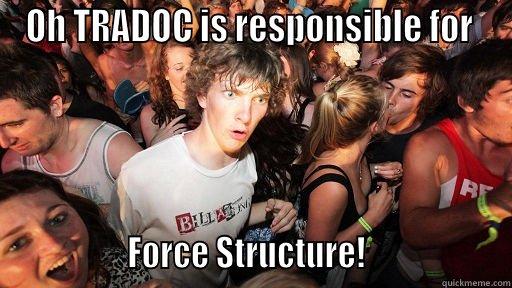 OH TRADOC IS RESPONSIBLE FOR                  FORCE STRUCTURE!                   Sudden Clarity Clarence