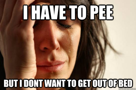 I have to pee But i dont want to get out of bed  First World Problems