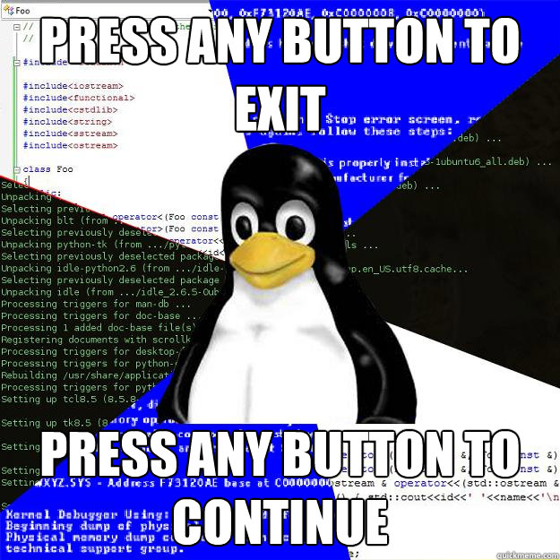 PRESS ANY BUTTON TO EXIT PRESS ANY BUTTON TO CONTINUE - PRESS ANY BUTTON TO EXIT PRESS ANY BUTTON TO CONTINUE  Computer Science Penguin