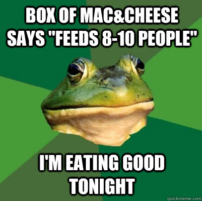 Box of mac&cheese says 