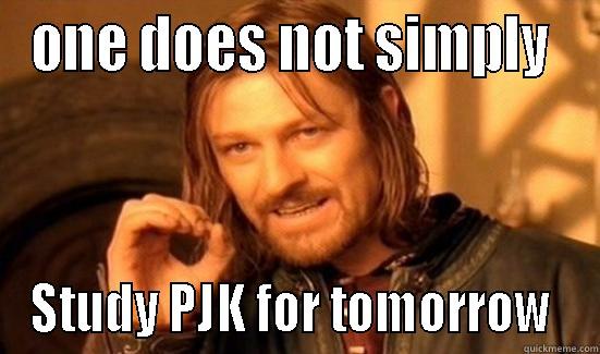 ONE DOES NOT SIMPLY  STUDY PJK FOR TOMORROW  Boromir