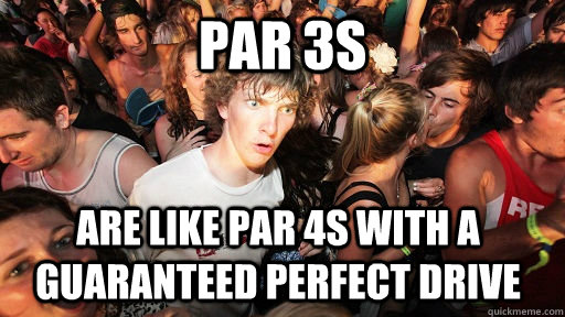 Par 3s are like par 4s with a guaranteed perfect drive  Sudden Clarity Clarence