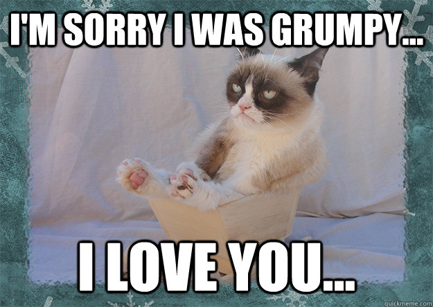I'm sorry I was grumpy... I love you...  