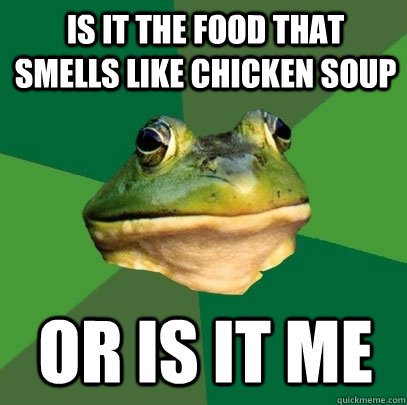 Is it the food that smells like chicken soup Or is it me  Foul Bachelor Frog