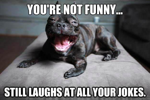 You're not funny... Still laughs at all your jokes.  
