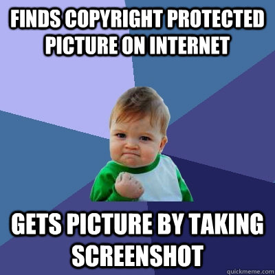 finds copyright protected picture on internet gets picture by taking screenshot  Success Kid