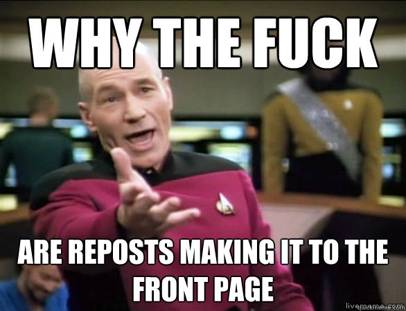why the fuck are reposts making it to the front page  Annoyed Picard HD