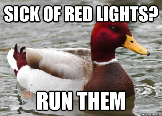 Sick of red lights? run them  Malicious Advice Mallard