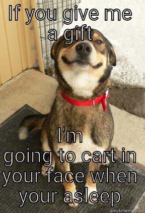 this dog - IF YOU GIVE ME A GIFT I'M GOING TO CART IN YOUR FACE WHEN YOUR ASLEEP Good Dog Greg