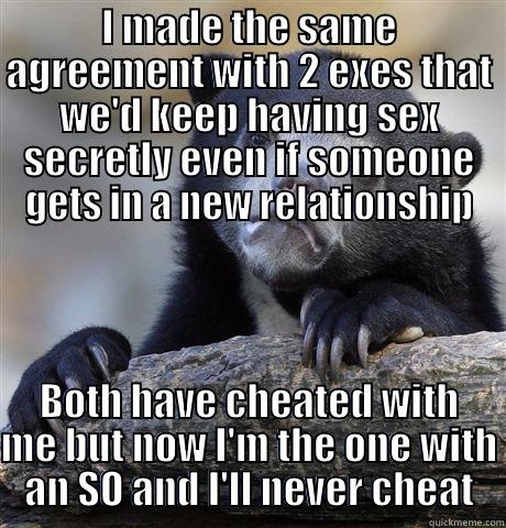 I MADE THE SAME AGREEMENT WITH 2 EXES THAT WE'D KEEP HAVING SEX SECRETLY EVEN IF SOMEONE GETS IN A NEW RELATIONSHIP BOTH HAVE CHEATED WITH ME BUT NOW I'M THE ONE WITH AN SO AND I'LL NEVER CHEAT Confession Bear