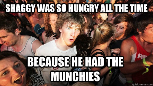 Shaggy was so hungry all the time because he had the munchies   Sudden Clarity Clarence