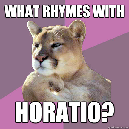WHAT RHYMES WITH  HORATIO?  Poetry Puma