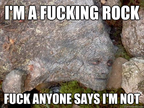 I'M A FUCKING ROCK FUCK ANYONE SAYS I'M NOT  