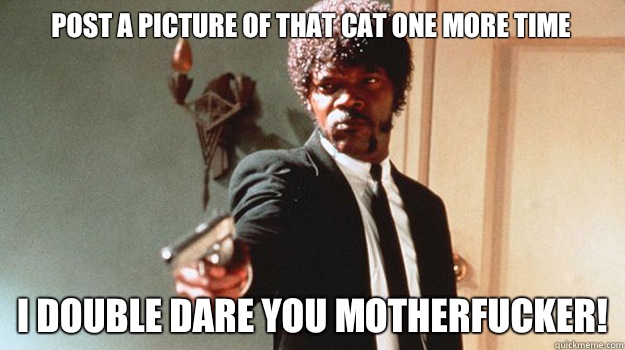 Post a picture of that cat one more time i double dare you motherfucker!  