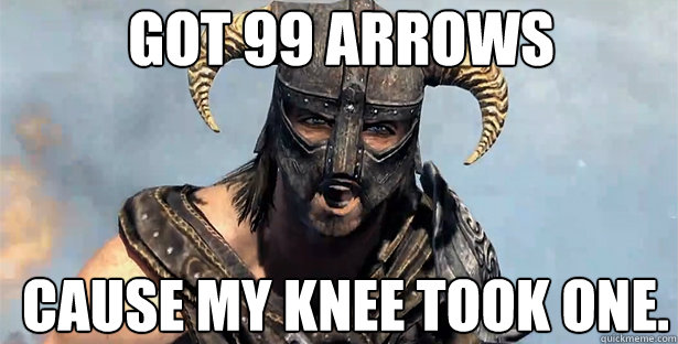Got 99 arrows cause my knee took one.  skyrim