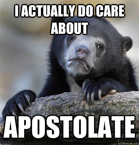 i actually do care about apostolate  Confession Bear