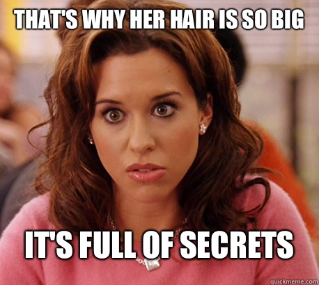 THAT'S WHY HER HAIR IS SO BIG IT'S FULL OF SECRETS - THAT'S WHY HER HAIR IS SO BIG IT'S FULL OF SECRETS  Gretchen Weiners