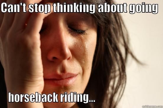 CAN'T STOP THINKING ABOUT GOING   HORSEBACK RIDING...                               First World Problems