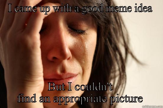 I CAME UP WITH A GOOD MEME IDEA BUT I COULDN'T FIND AN APPROPRIATE PICTURE First World Problems