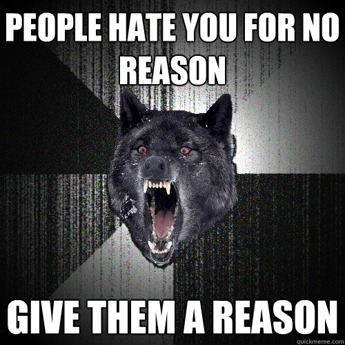 people hate you for no reason  give them a reason   Insanity Wolf