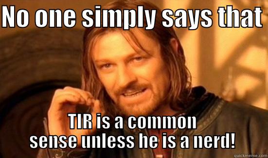 TIR - Total Internal Refraction - NO ONE SIMPLY SAYS THAT  TIR IS A COMMON SENSE UNLESS HE IS A NERD! Boromir