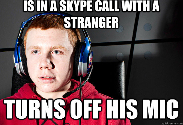 Is in a skype call with a stranger Turns off his mic  