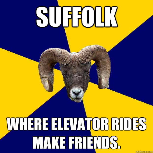 Suffolk Where elevator rides make friends.  Suffolk Kid Ram