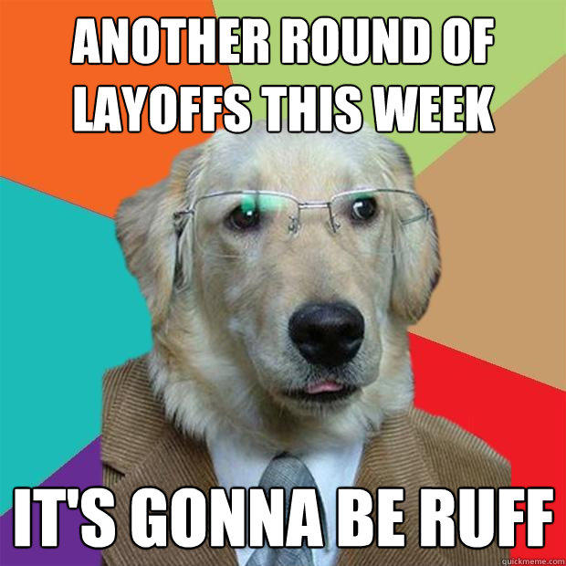 another round of layoffs this week it's gonna be ruff  Business Dog