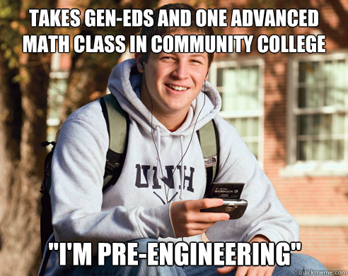 Takes gen-eds and one advanced math class in community college 