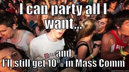 I CAN PARTY ALL I WANT... AND I'LL STILL GET 10% IN MASS COMM Sudden Clarity Clarence