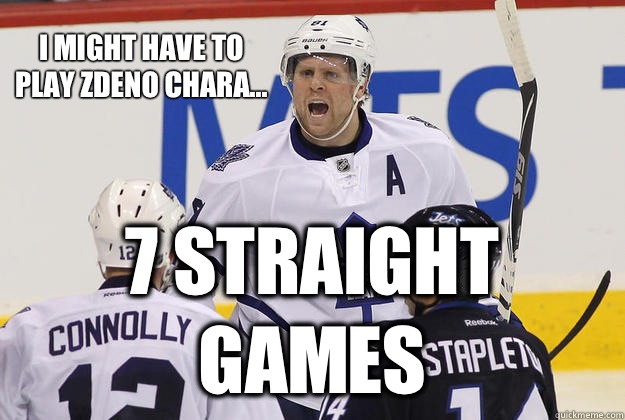 I might have to play Zdeno Chara... 7 straight games  