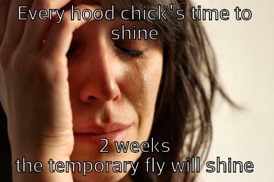 EVERY HOOD CHICK'S TIME TO SHINE 2 WEEKS THE TEMPORARY FLY WILL SHINE First World Problems