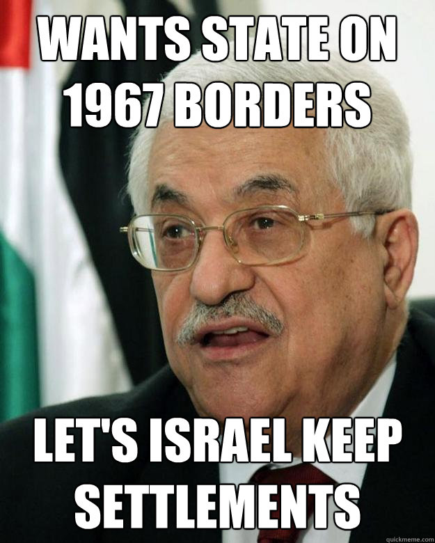 Wants state on 1967 borders Let's israel keep settlements  