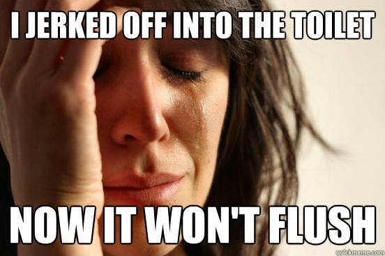 i jerked off into the toilet now it won't flush  First World Problems