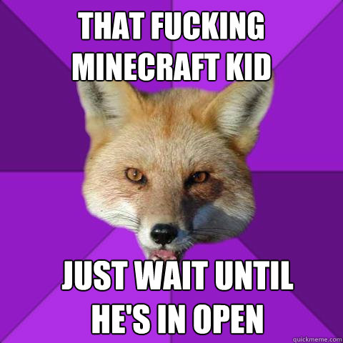 that fucking minecraft kid  just wait until he's in open  Forensics Fox